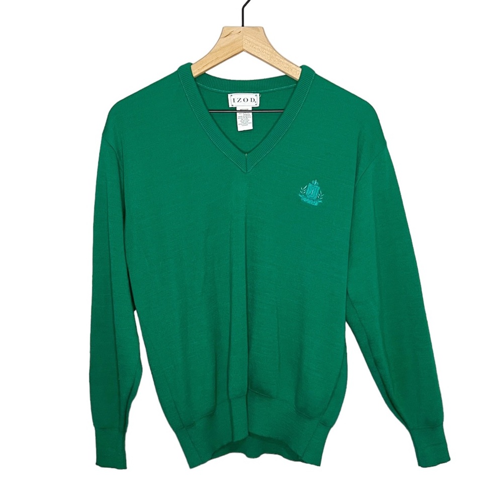 Vintage Vtg Izod V Neck Sweater in Green M